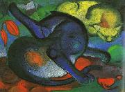 Franz Marc Two Cats, Blue and Yellow USA oil painting artist
